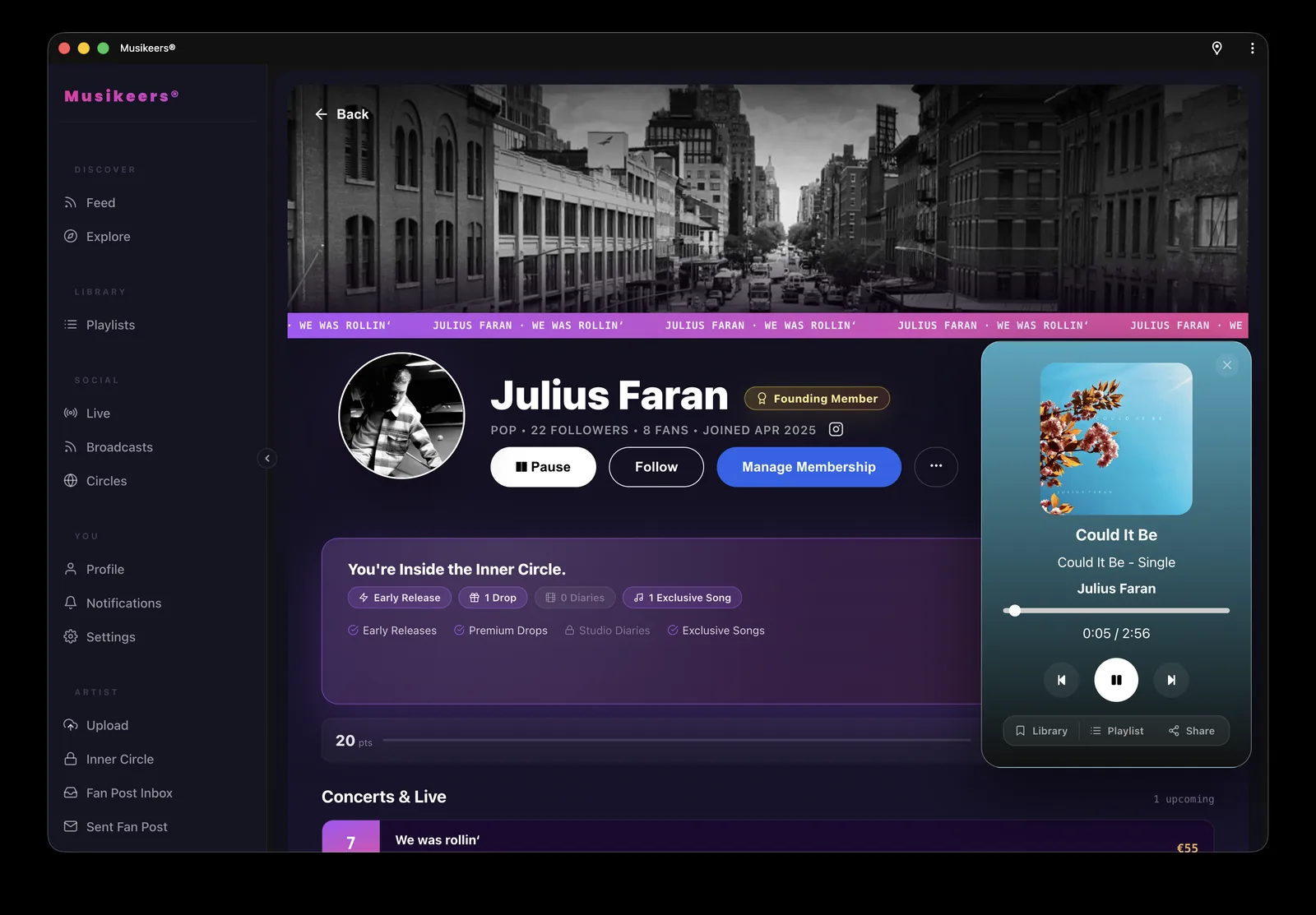 Musikeers Artist Profile – Web App