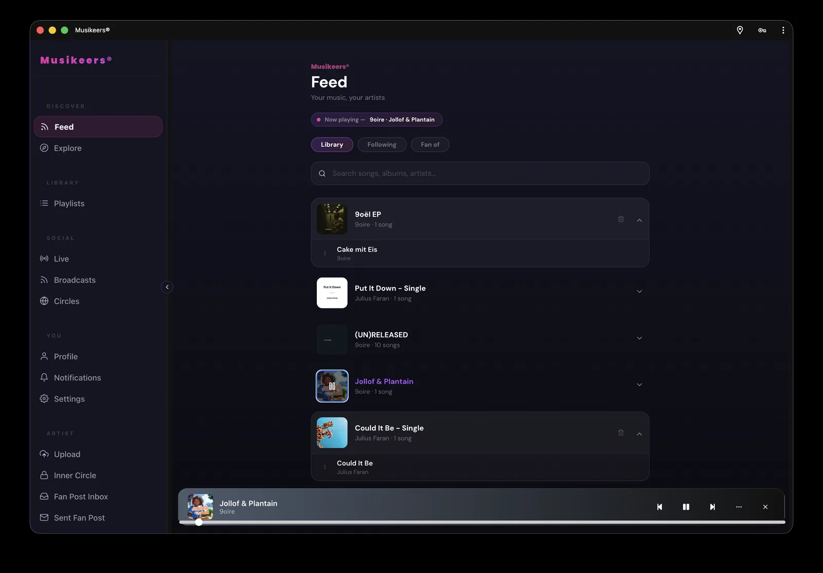 Musikeers Feed – Web App